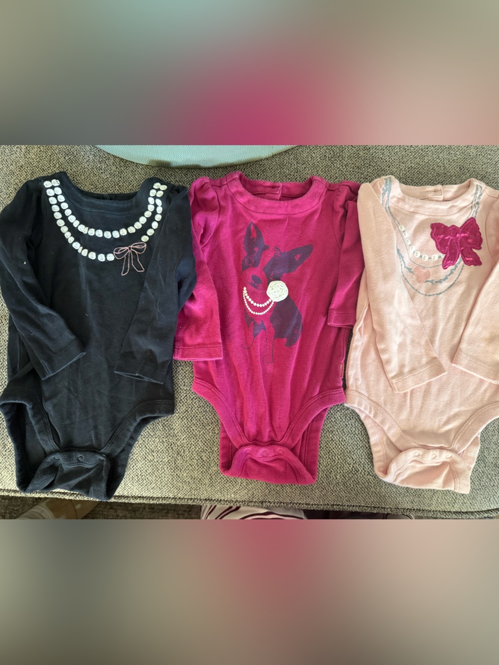 GAP Girls Long-Sleeve Bodysuit Set - Black, Pink, Blush